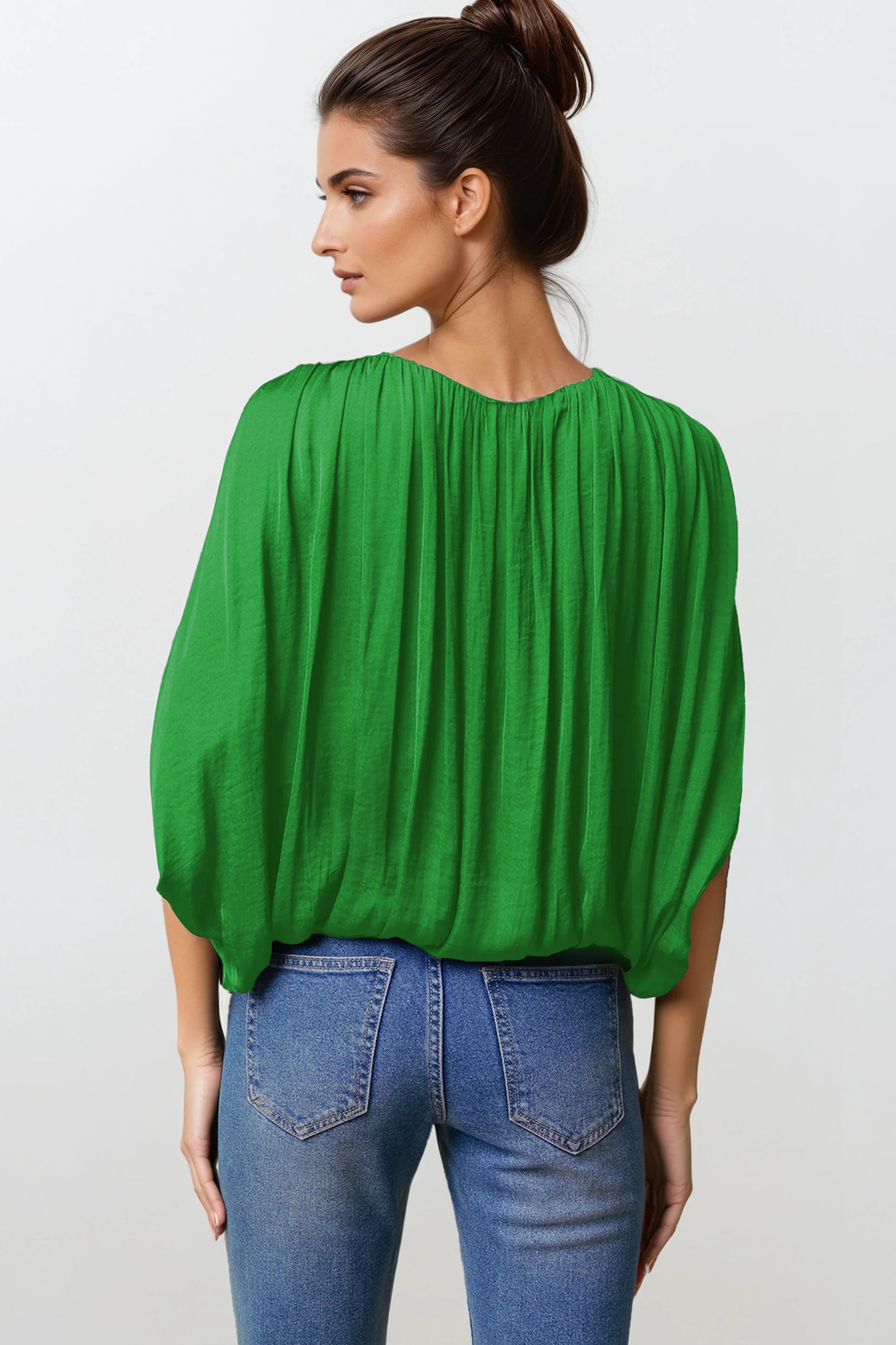 Grecian Drape Bubble Blouse – Naked Zebra Wholesale