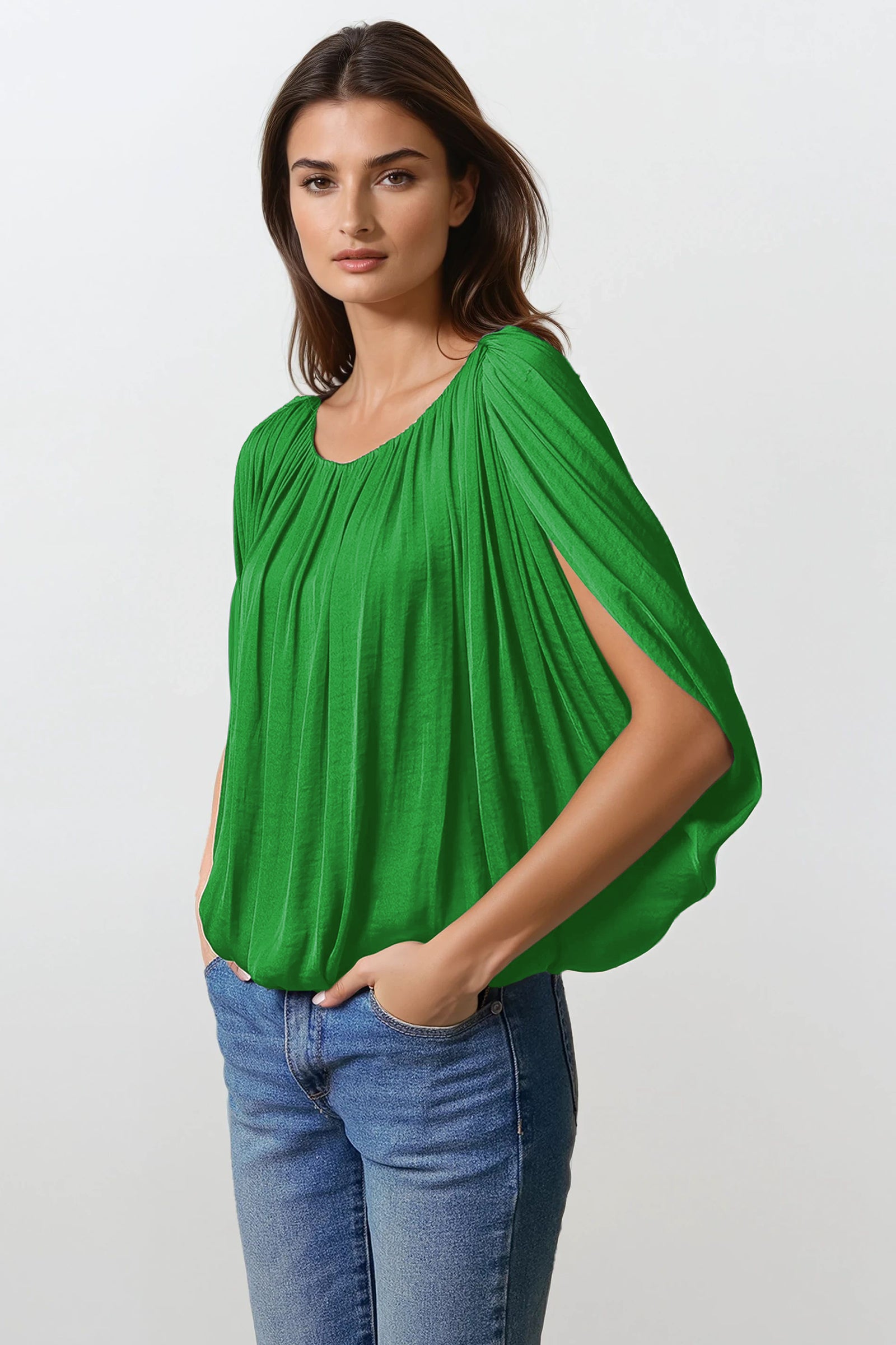 Grecian Drape Bubble Blouse – Naked Zebra Wholesale