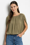 Grecian Drape Bubble Blouse