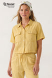 Garment Dyed Cropped Button Up With Patch Pockets