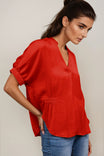 Oversized Boxy Blouse With Elastic Detail