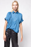Short Sleeve Shirt With Front Bib Detail