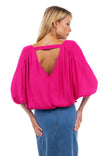Open-Back Cropped Blouse With Elasticized Waist
