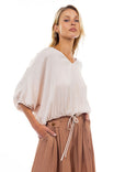 Open-Back Cropped Blouse With Elasticized Waist