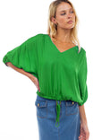 Open-Back Cropped Blouse With Elasticized Waist