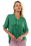 Short Sleeve Blouse With Half Placket Detail