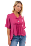 Short Sleeve Blouse With Half Placket Detail
