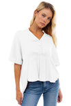 Short Sleeve Blouse With Half Placket Detail