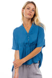 Short Sleeve Blouse With Half Placket Detail