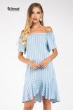 Flowy Striped Off-Shoulder Tencel™ Dress