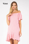 Flowy Striped Off-Shoulder Tencel™ Dress