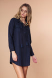 Front Lace Up Shirt Dress