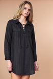 Front Lace Up Shirt Dress