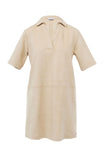 Short Sleeve Collared Suede Dress
