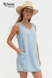Wave Trim Tencel Midi Dress