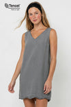 Wave Trim Tencel Midi Dress