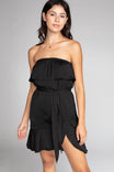 Mini High-Low Tube Dress With Ruffled Hem