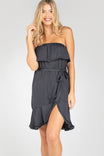 Mini High-Low Tube Dress With Ruffled Hem