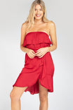 Mini High-Low Tube Dress With Ruffled Hem