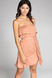 Mini High-Low Tube Dress With Ruffled Hem