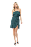 Mini High-Low Tube Dress With Ruffled Hem