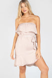 Mini High-Low Tube Dress With Ruffled Hem