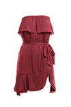 Mini High-Low Tube Dress With Ruffled Hem
