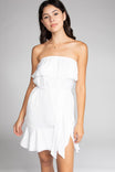 Mini High-Low Tube Dress With Ruffled Hem