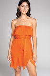 Mini High-Low Tube Dress With Ruffled Hem