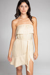 Mini High-Low Tube Dress With Ruffled Hem