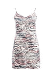 Strappy Button Front Print Mini Dress