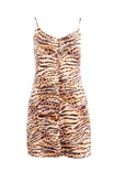 Strappy Button Front Print Mini Dress