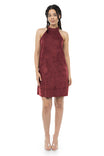Mock Neck Faux Suede Shift Dress
