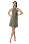 Mock Neck Faux Suede Shift Dress