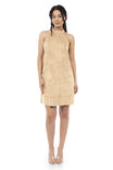 Mock Neck Faux Suede Shift Dress