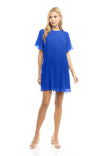 Short Sleeve Pleated Mini Dress - SU