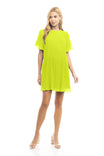 Short Sleeve Pleated Mini Dress - SU