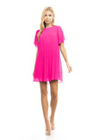 Short Sleeve Pleated Mini Dress - SU