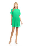 Short Sleeve Pleated Mini Dress - SU