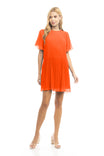 Short Sleeve Pleated Mini Dress - SU