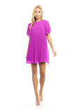 Short Sleeve Pleated Mini Dress - SU