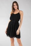 Pleated Cami Shift Dress With Self Tie Belt