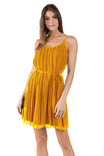 Pleated Cami Shift Dress With Self Tie Belt
