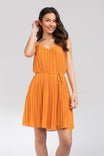 Pleated Cami Shift Dress With Self Tie Belt