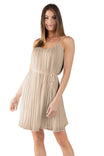 Pleated Cami Shift Dress With Self Tie Belt