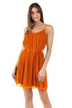 Pleated Cami Shift Dress With Self Tie Belt