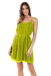 Pleated Cami Shift Dress With Self Tie Belt