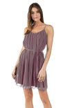 Pleated Cami Shift Dress With Self Tie Belt