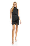 Mock Neck Mini Dress With Front Drawstring Detail
