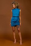 Mock Neck Mini Dress With Front Drawstring Detail